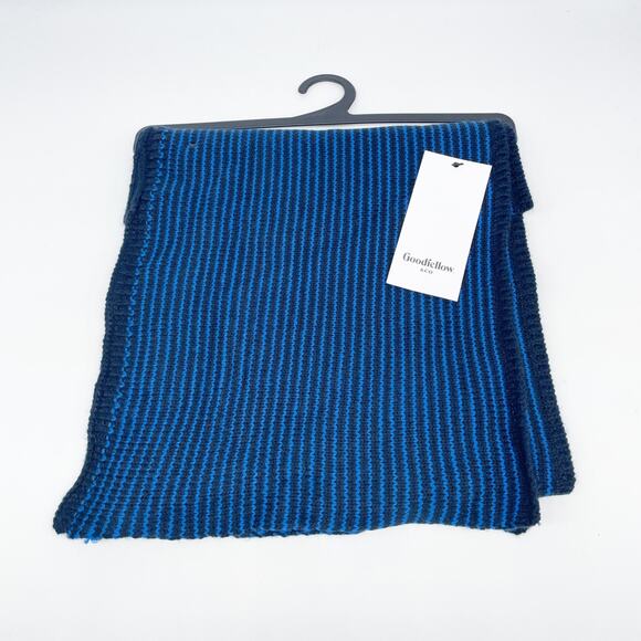 Goodfellow & Co Men's Striped Scarf Warm Winter Navy One Size Fits Most - Picture 2 of 5
